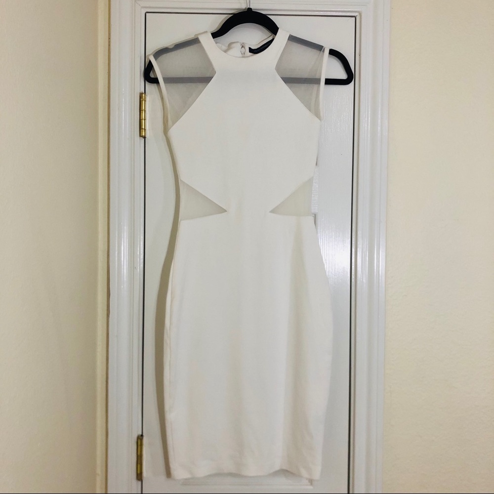 French Connection | Viven Mesh BodyCon White Dress